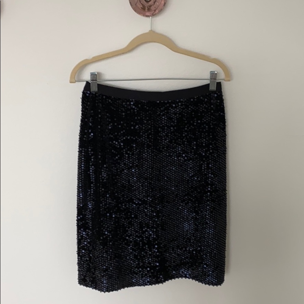 Navy Sequin Pencil Skirt